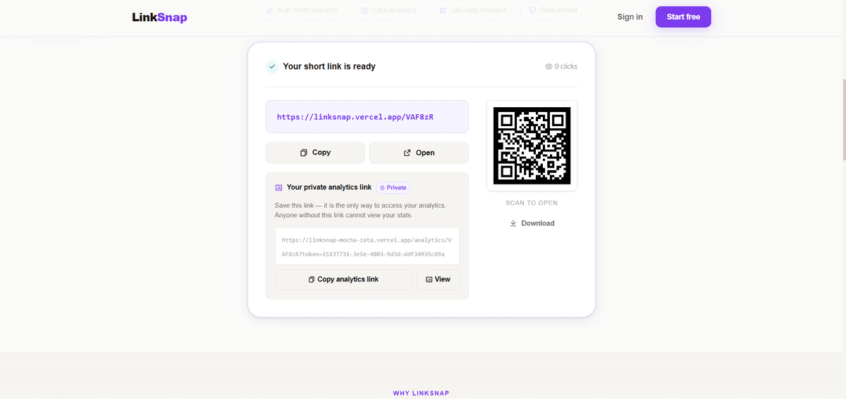 LinkSnap — URL Shortener with Analytics screenshot 2