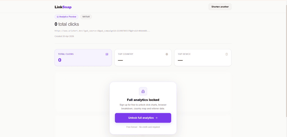 LinkSnap — URL Shortener with Analytics screenshot 3